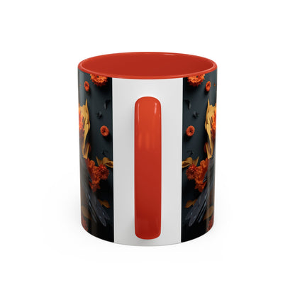Autumn Raven Accent Coffee Mug — Black Crow & Orange Chrysanthemums (11/15oz)