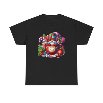 Santa Gnome with Candy Canes tee | Peace on Earth Christmas design