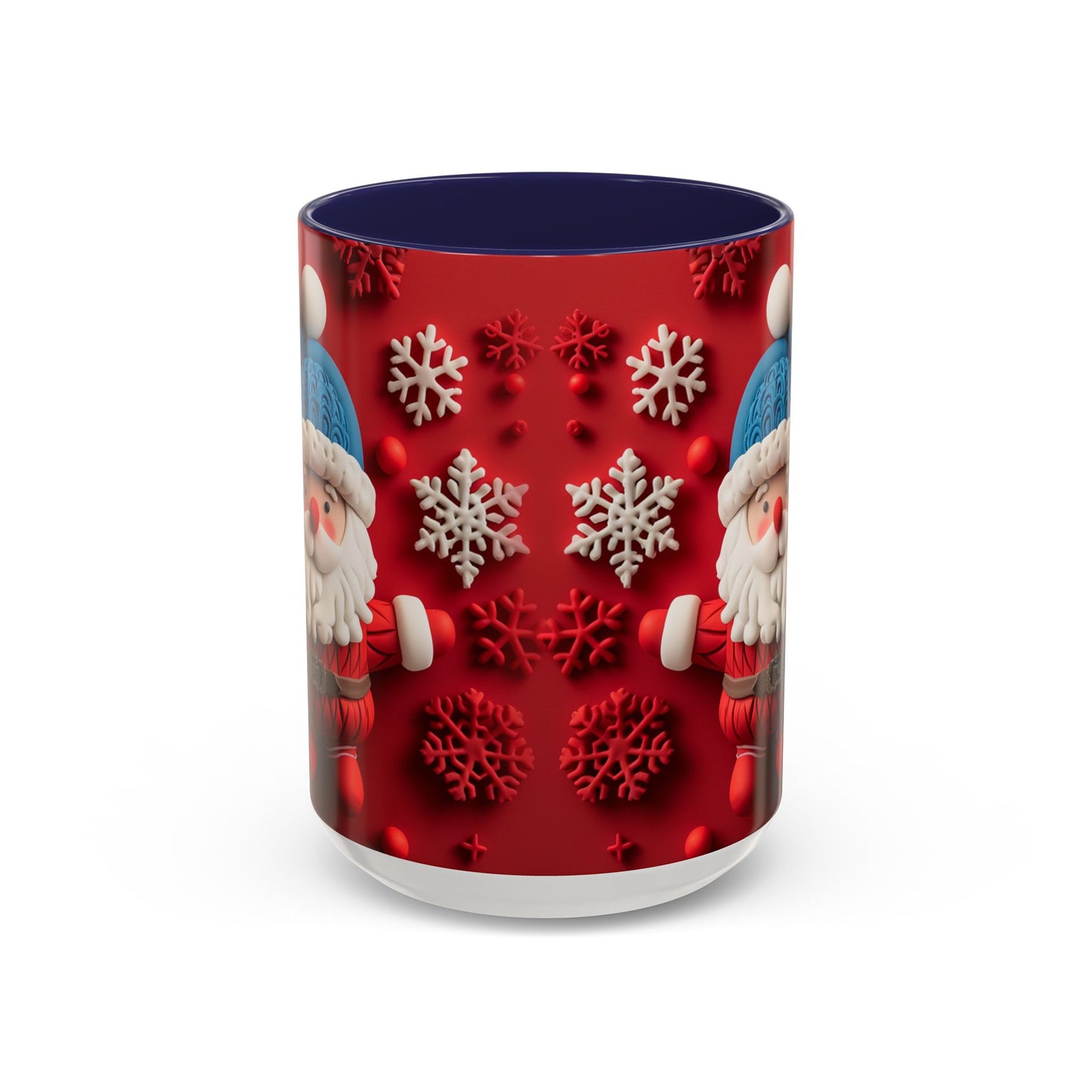 Santa Claus Pattern Mug | Red Snowflakes Christmas Coffee Cup