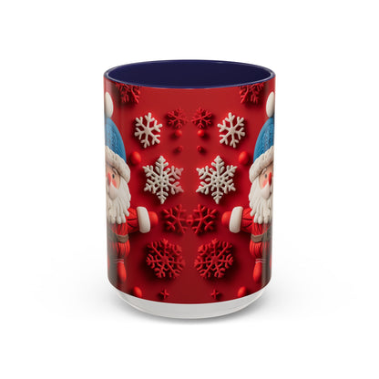 Santa Claus Pattern Mug | Red Snowflakes Christmas Coffee Cup