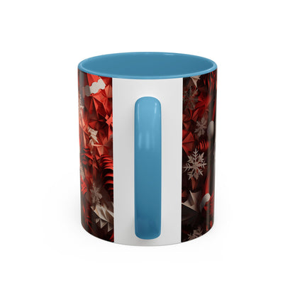 Santa Claus Mug | Christmas Santa Coffee Mug, Red Snowflake Holiday Ceramic