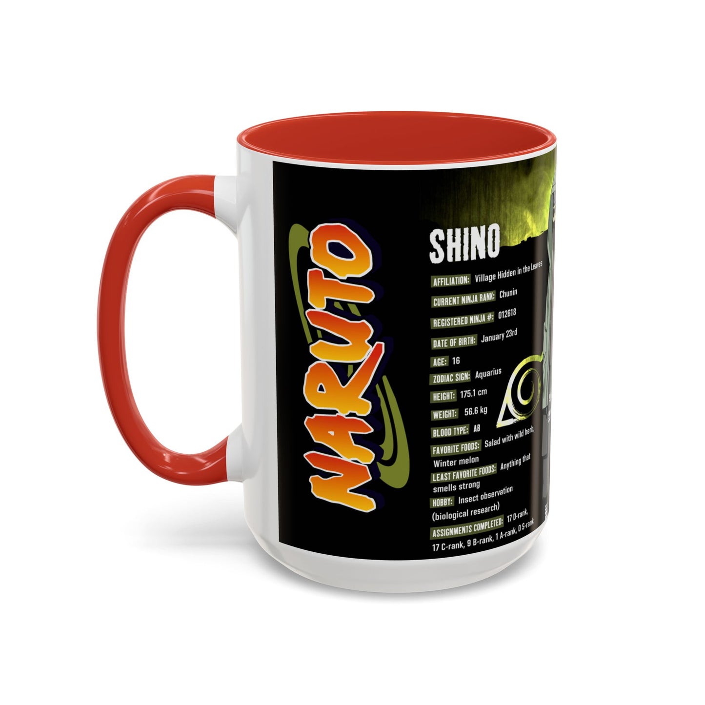 Naruto Shippuden Shino Aburame Accent Coffee Mug | Anime Character Fan Gift (11/15oz)
