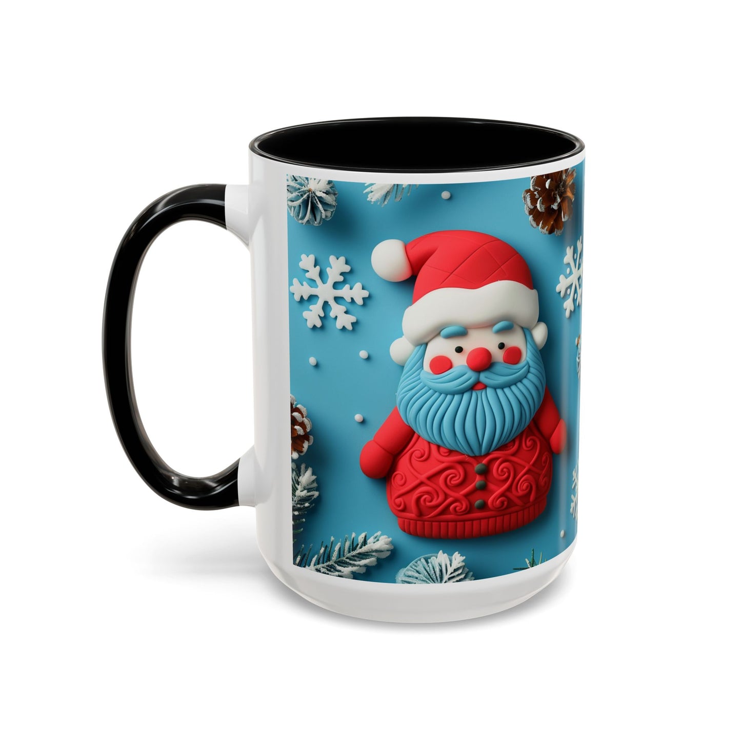 Blue Santa Claus Mug | Snowflakes Holiday Coffee Mug