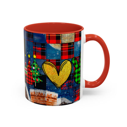 Plaid Christmas Trees Heart Mug | Accent Coffee Mug