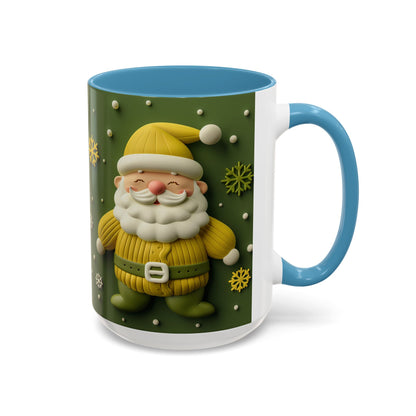 Yellow Santa Holiday Mug | Christmas Accent Coffee Mug (11,15oz)