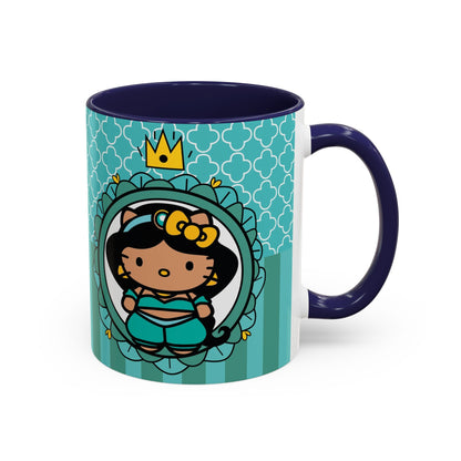 Princess Girl Cartoon Teal Accent Coffee Mug | 11oz 15oz