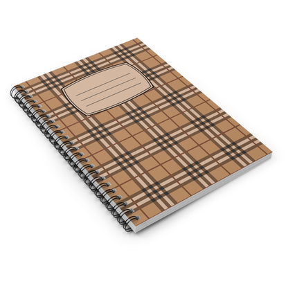 Brown Plaid Pattern Spiral Notebook | Ruled Journal