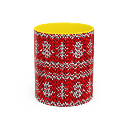 Snowman Knit Pattern Accent Mug | Christmas Holiday Coffee Cup