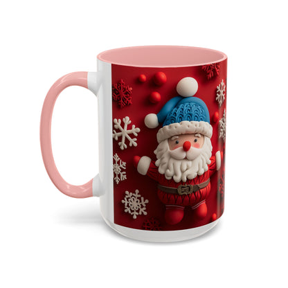 Santa Claus Pattern Mug | Red Snowflakes Christmas Coffee Cup