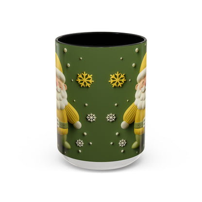 Yellow Santa Holiday Mug | Christmas Accent Coffee Mug (11,15oz)