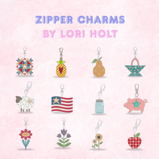Happy Enamel Zipper Charms by Lori Holt