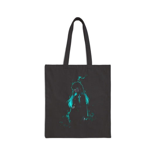 Canvas Tote Bag  Minimal Teal Watercolor Penguin Art