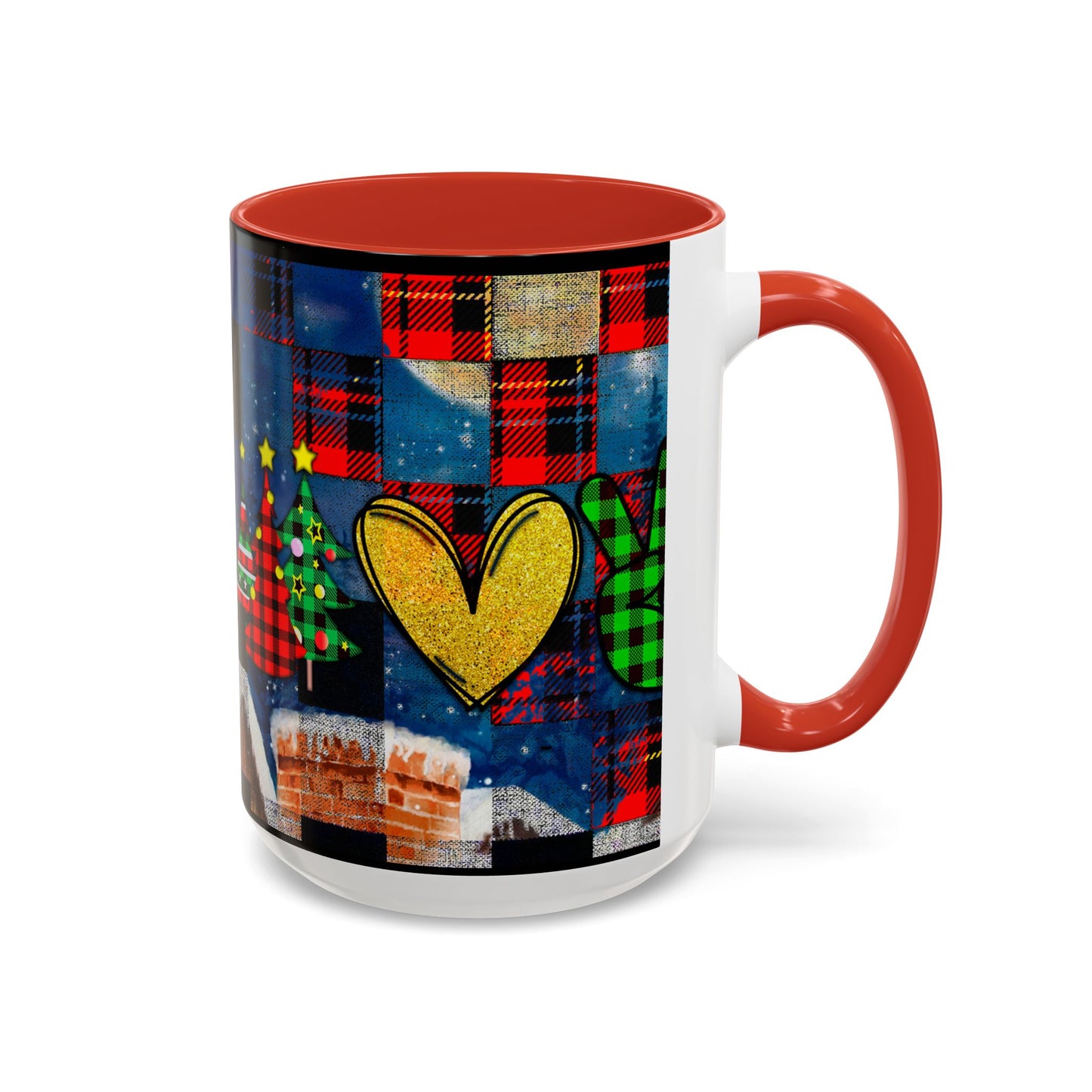 Plaid Christmas Trees Heart Mug | Accent Coffee Mug
