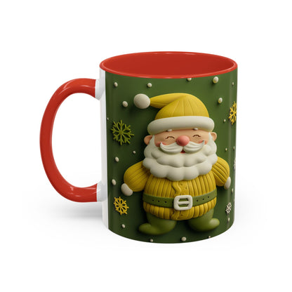 Yellow Santa Holiday Mug | Christmas Accent Coffee Mug (11,15oz)