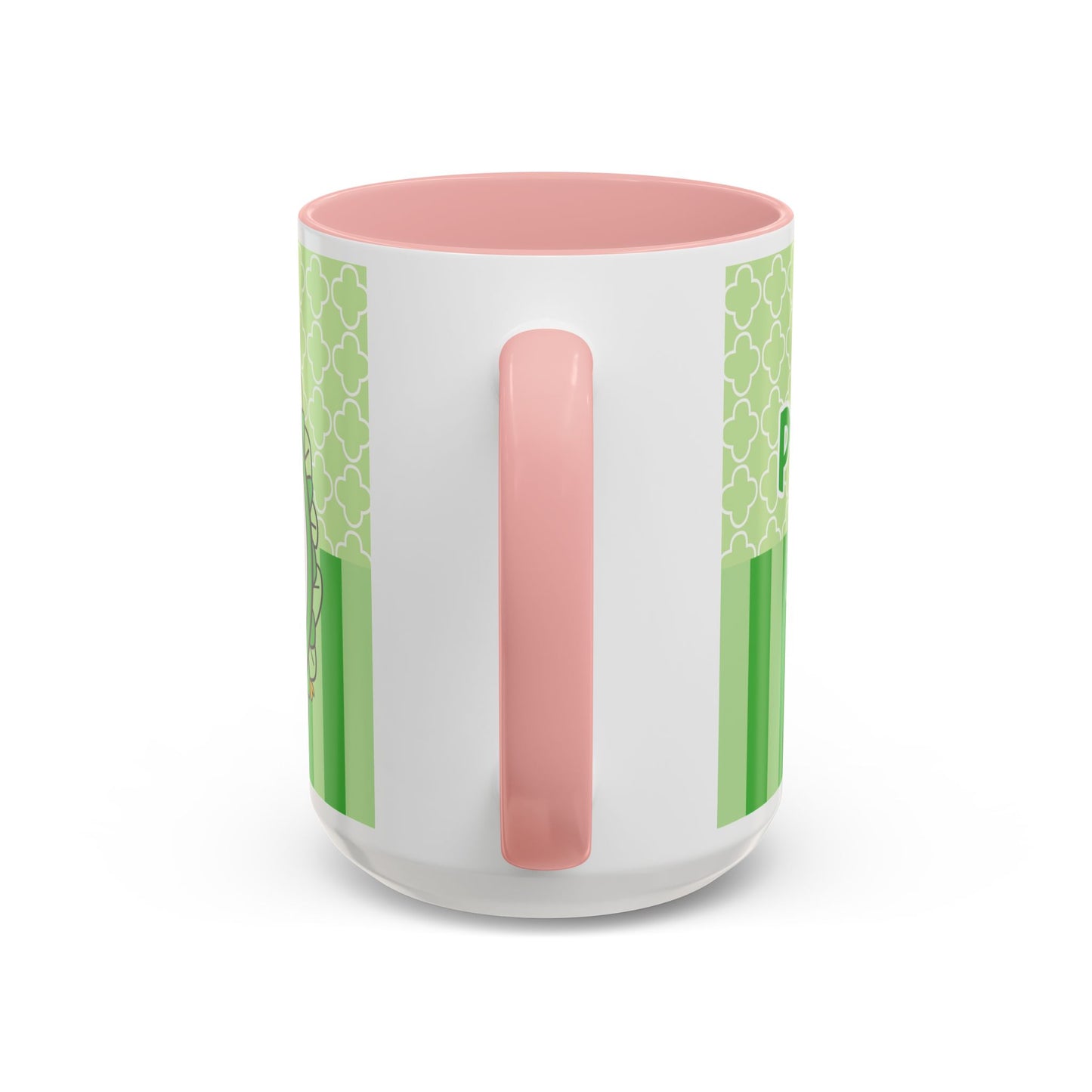Princess Cat Illustration Accent Coffee Mug | Green Stripes