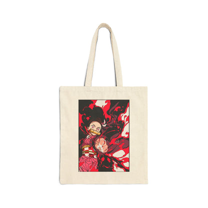 Red & Black Nezuko Art | Canvas Tote Bag
