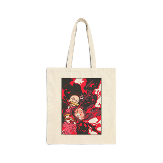 Red & Black Nezuko Art | Canvas Tote Bag