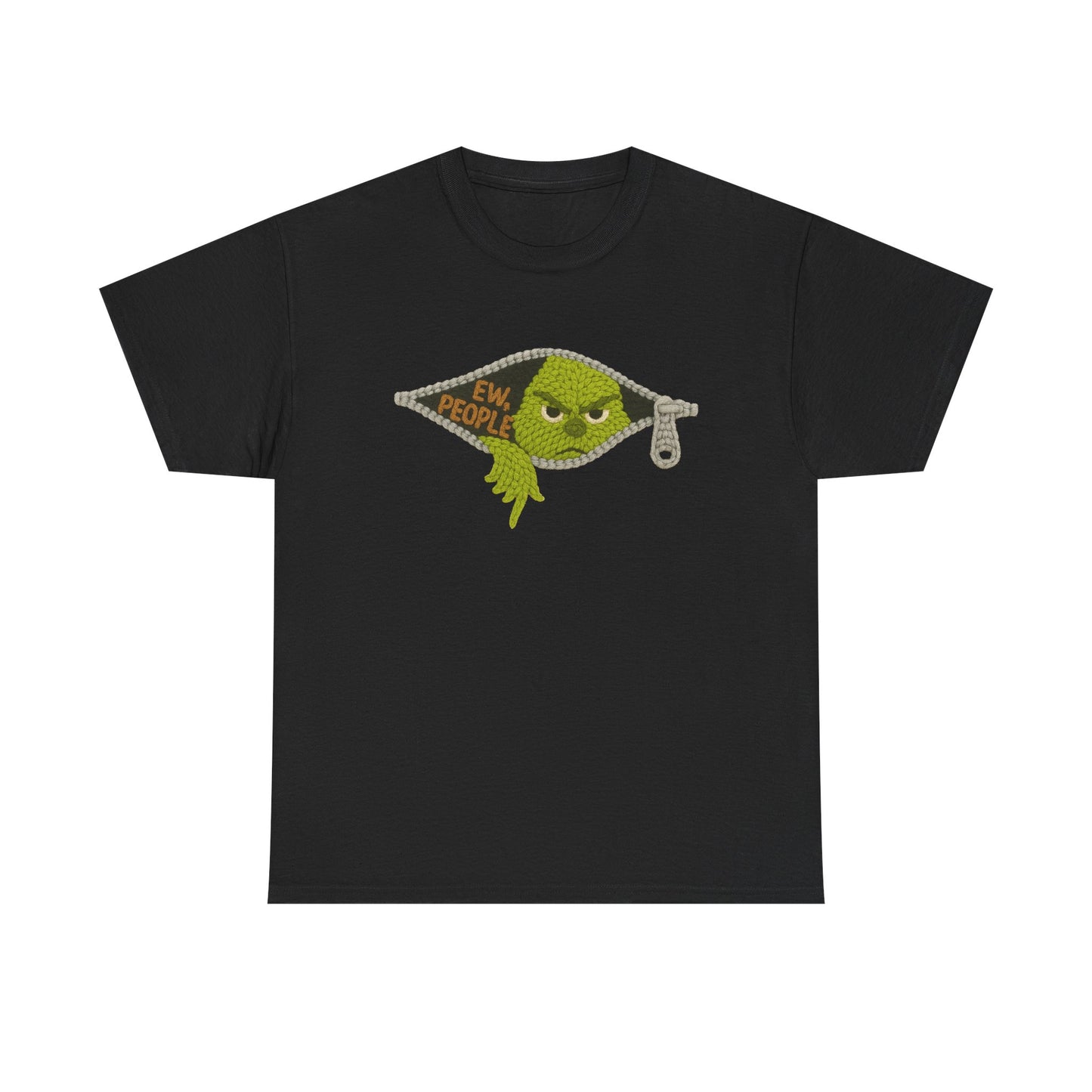 Grumpy Green Monster Peeking Tee | "Ew People" graphic