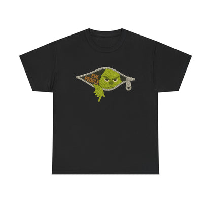Grumpy Green Monster Peeking Tee | "Ew People" graphic