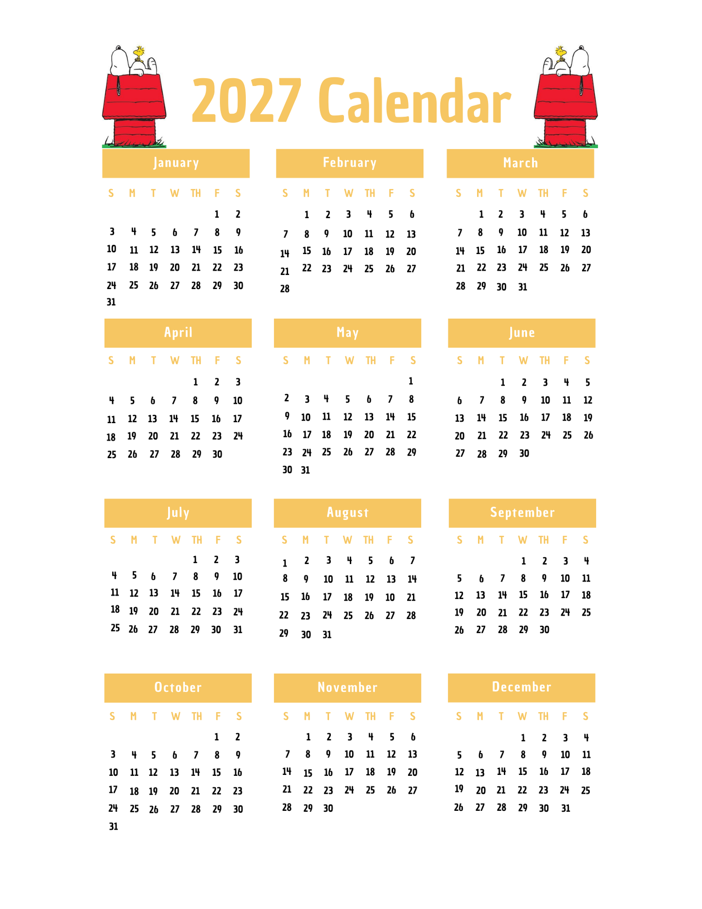 Snoopy Inspired 2026 Planner | Digital Download