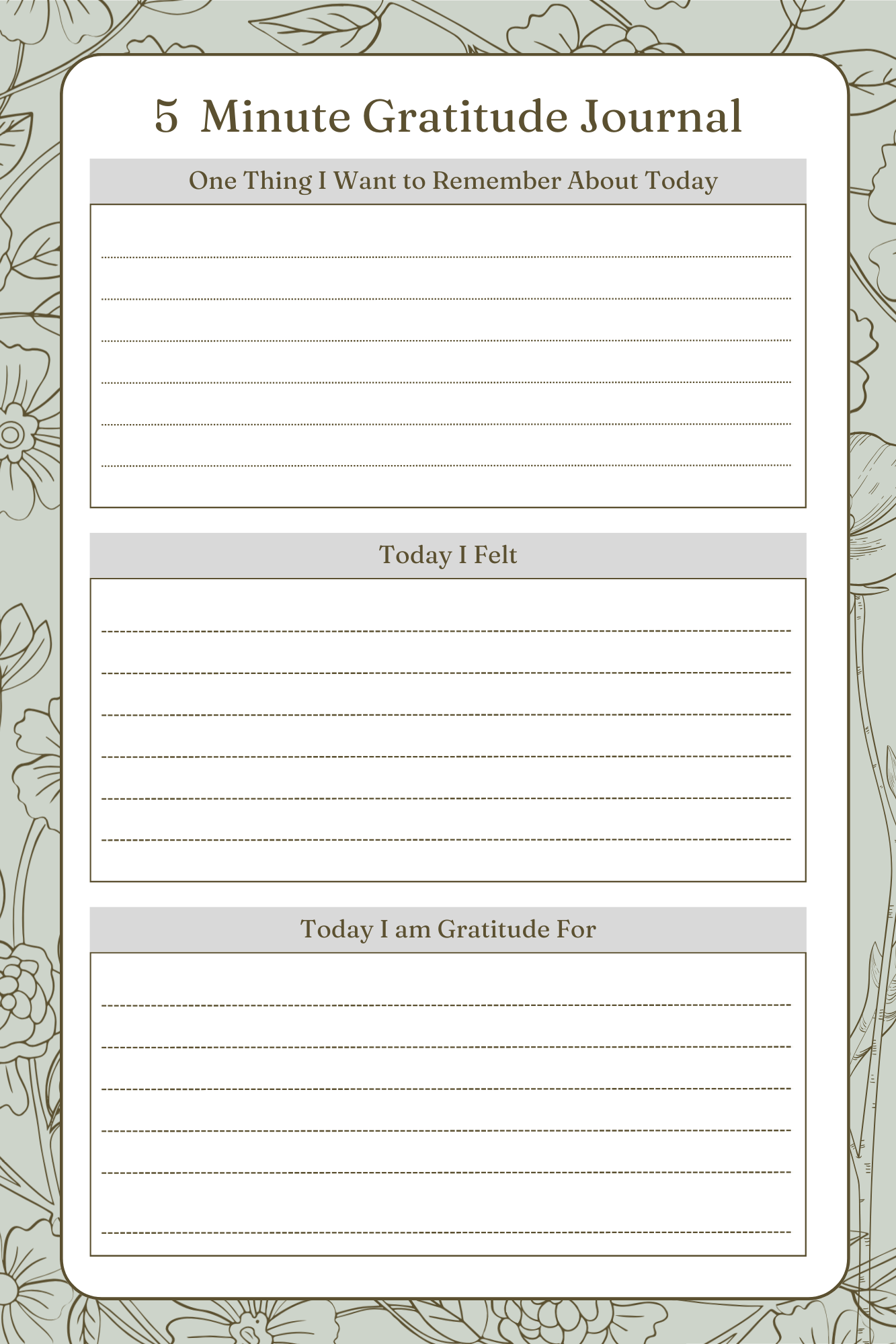 5 Minute Gratitude Journal | Digital Download