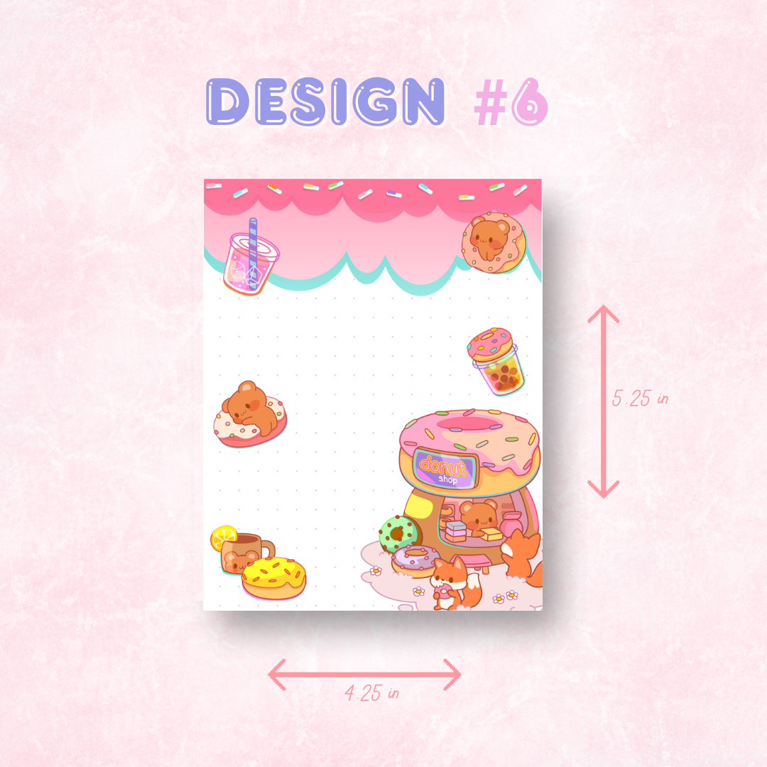 Kawaii Sticky Notepads | 50 Sheets (4.25 in x 5.25 in)