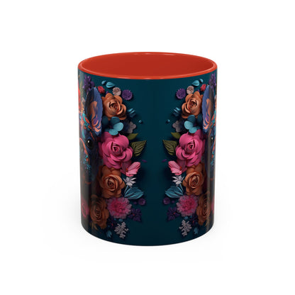 Floral French Bulldog Accent Coffee Mug - Colorful Dog Art 11/15oz