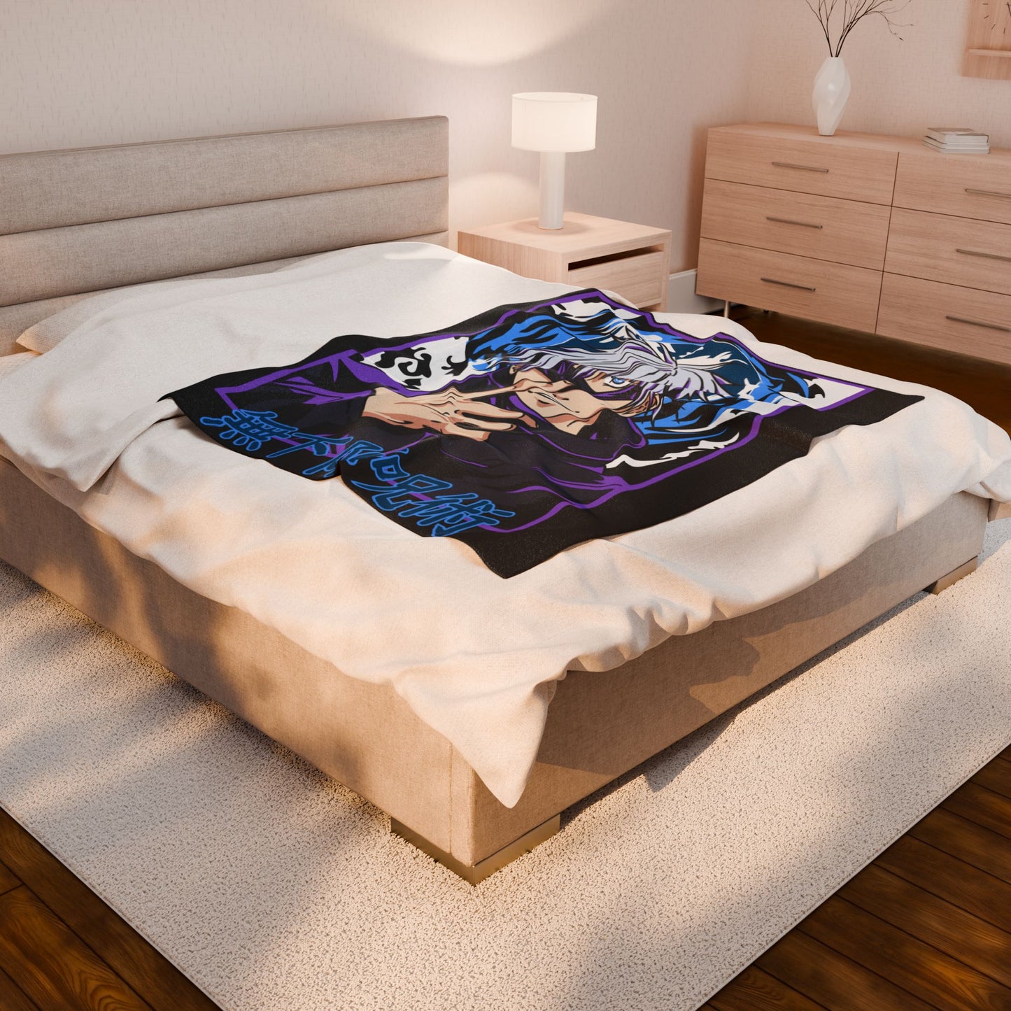 Anime Sorcerer Illustration Velveteen Plush Blanket | Jujutsu Theme