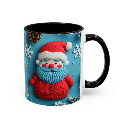Blue Santa Claus Mug | Snowflakes Holiday Coffee Mug
