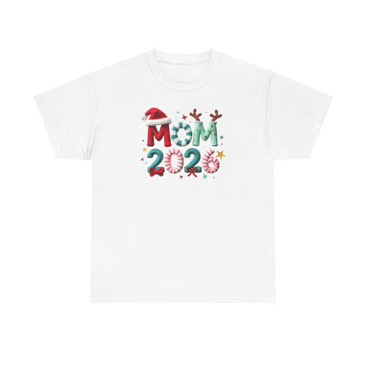 Mom 2026 Christmas T-Shirt  Festive Candy Cane & Santa Hat Holiday Tee
