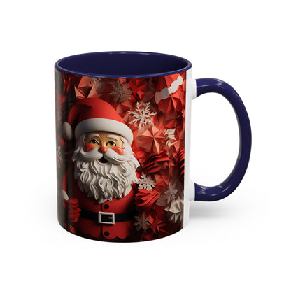 Santa Claus Mug | Christmas Santa Coffee Mug, Red Snowflake Holiday Ceramic