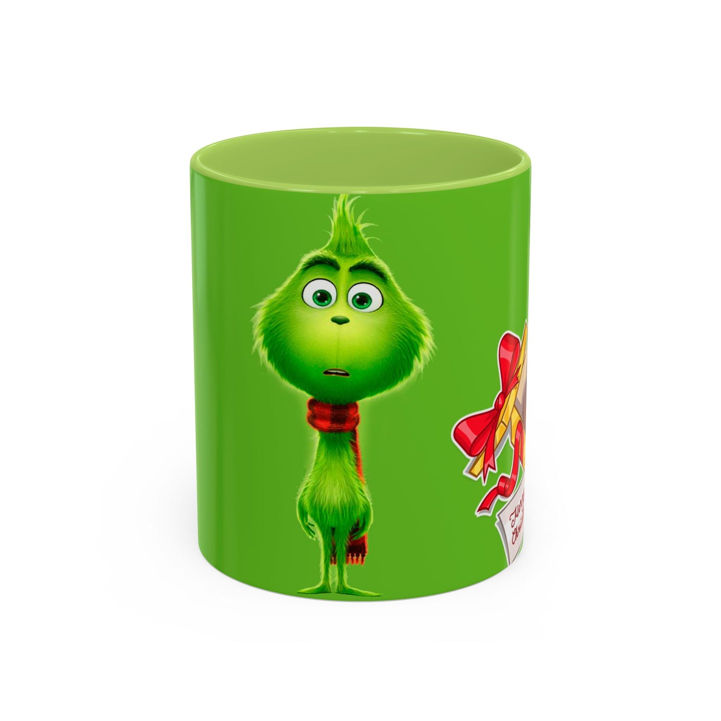 Grinch Character with Poop Present Mug | Accent Coffee Mug