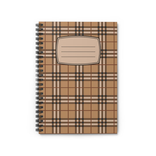 Brown Plaid Pattern Spiral Notebook | Ruled Journal