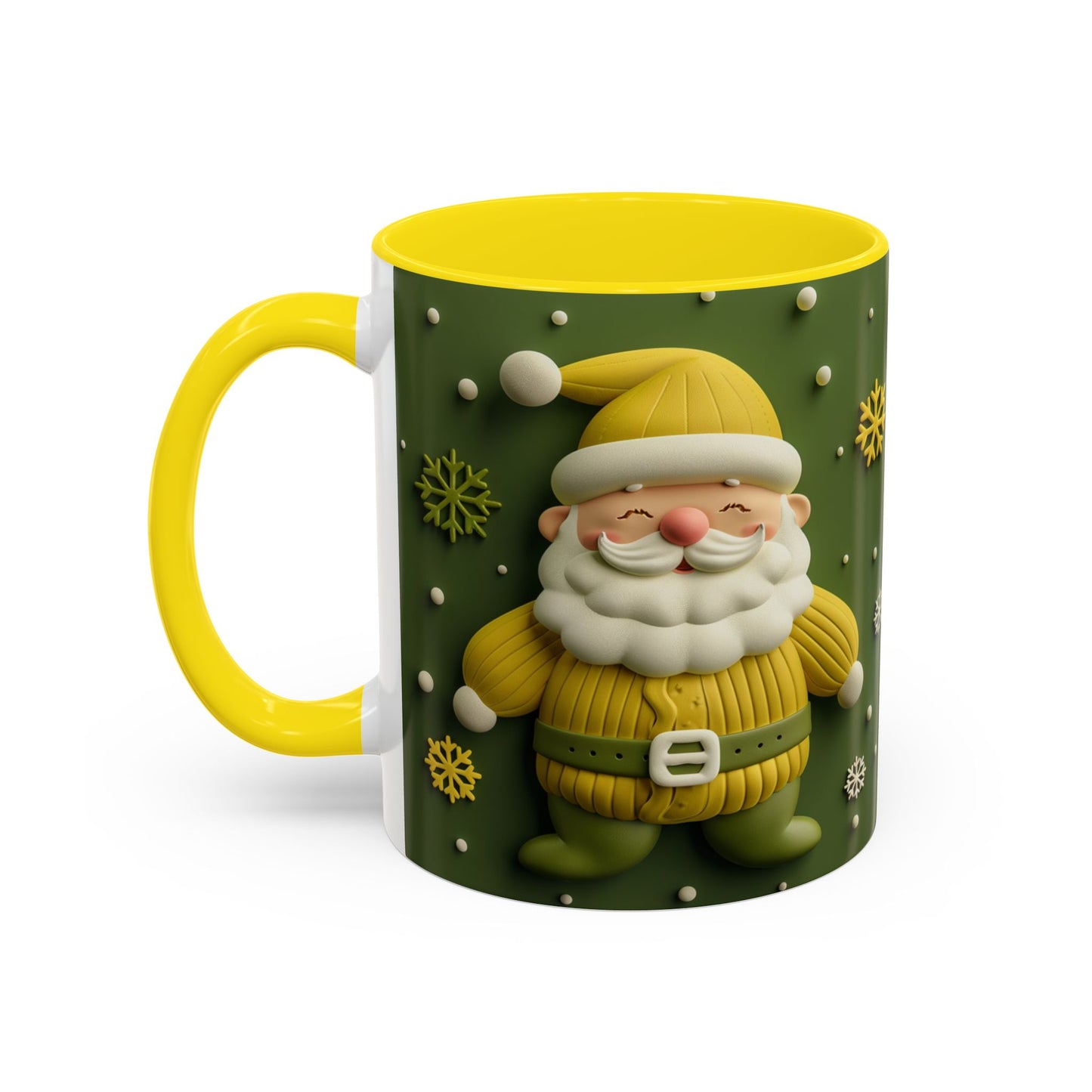 Yellow Santa Holiday Mug | Christmas Accent Coffee Mug (11,15oz)
