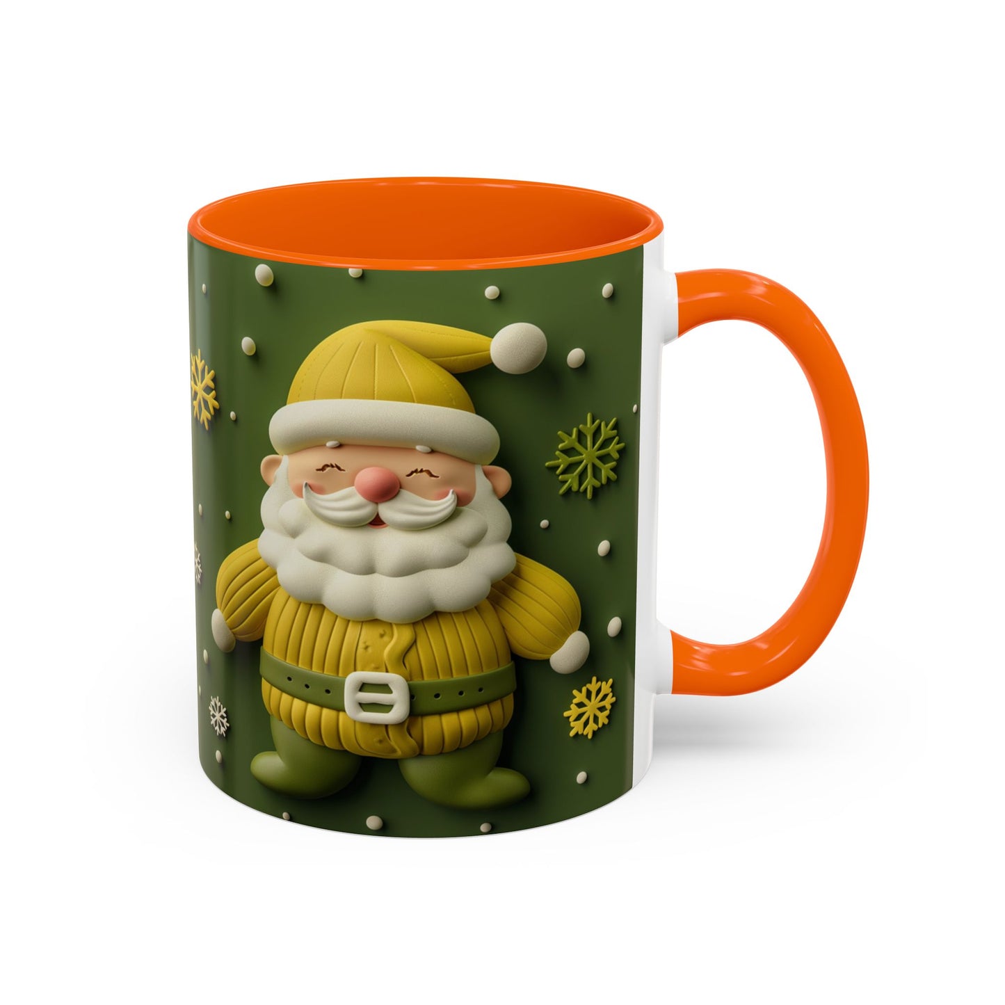 Yellow Santa Holiday Mug | Christmas Accent Coffee Mug (11,15oz)