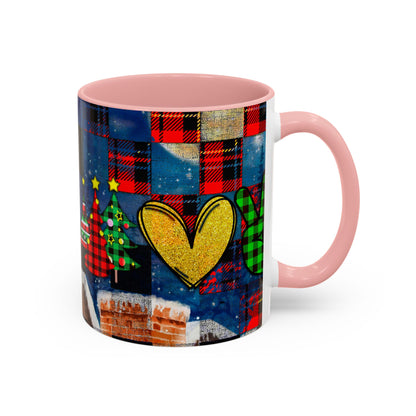 Plaid Christmas Trees Heart Mug | Accent Coffee Mug