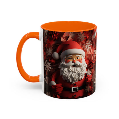 Santa Claus Mug | Christmas Santa Coffee Mug, Red Snowflake Holiday Ceramic