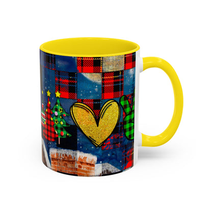 Plaid Christmas Trees Heart Mug | Accent Coffee Mug