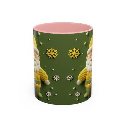 Yellow Santa Holiday Mug | Christmas Accent Coffee Mug (11,15oz)