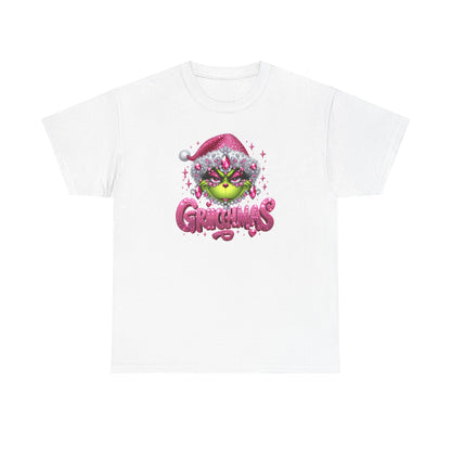 Grinch Face with Santa Hat T-Shirt | Christmas Holiday Graphic Tee