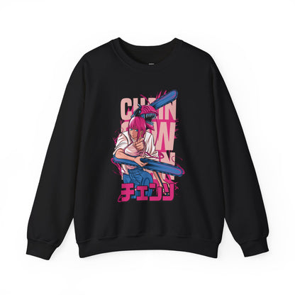 Cherry Anime Girl with Bat Crewneck Sweatshirt | Kawaii Japanese Text