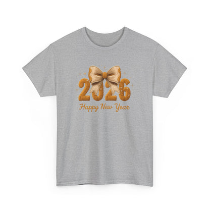 T-Shirt — 2026 Happy New Year Gold Bow Celebration Tee