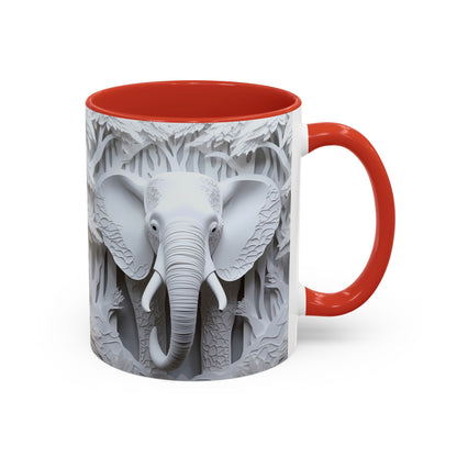 Elephant Relief Accent Coffee Mug  Grey Carved Jungle Design (11/15oz)