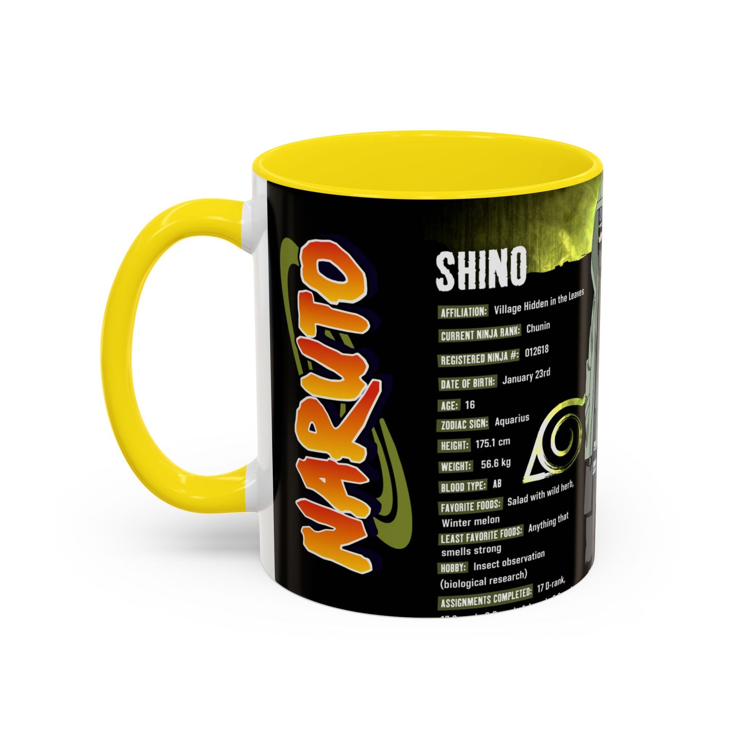 Naruto Shippuden Shino Aburame Accent Coffee Mug  Anime Character Fan Gift (11/15oz)