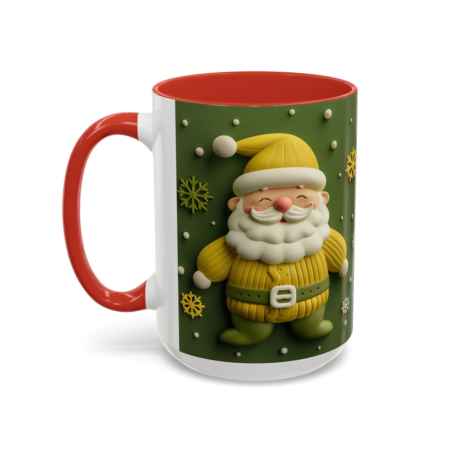 Yellow Santa Holiday Mug | Christmas Accent Coffee Mug (11,15oz)