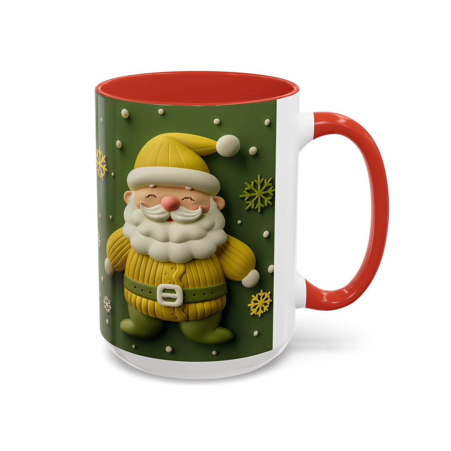 Yellow Santa Holiday Mug | Christmas Accent Coffee Mug (11,15oz)