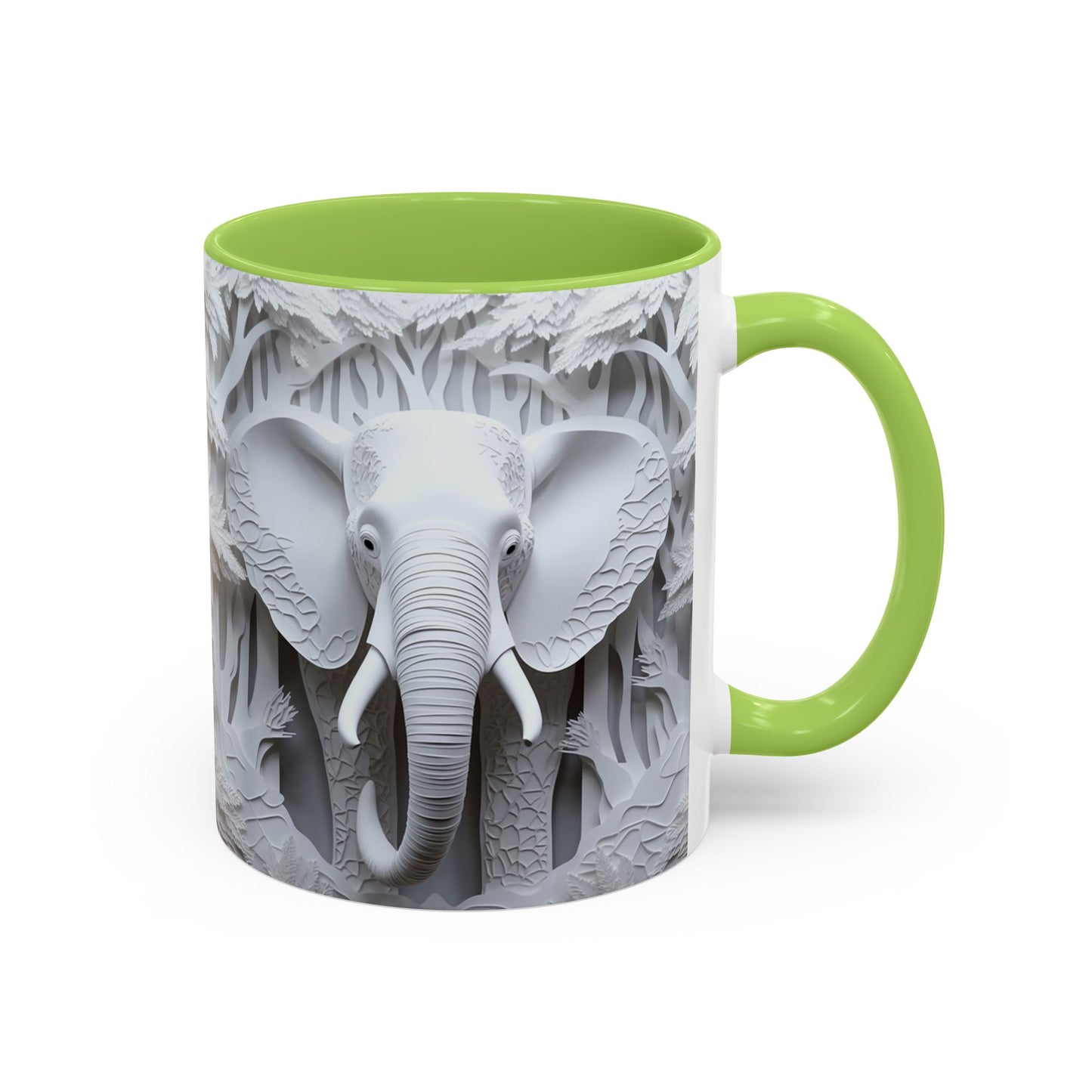 Elephant Relief Accent Coffee Mug  Grey Carved Jungle Design (11/15oz)