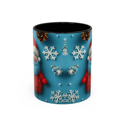 Blue Santa Claus Mug | Snowflakes Holiday Coffee Mug