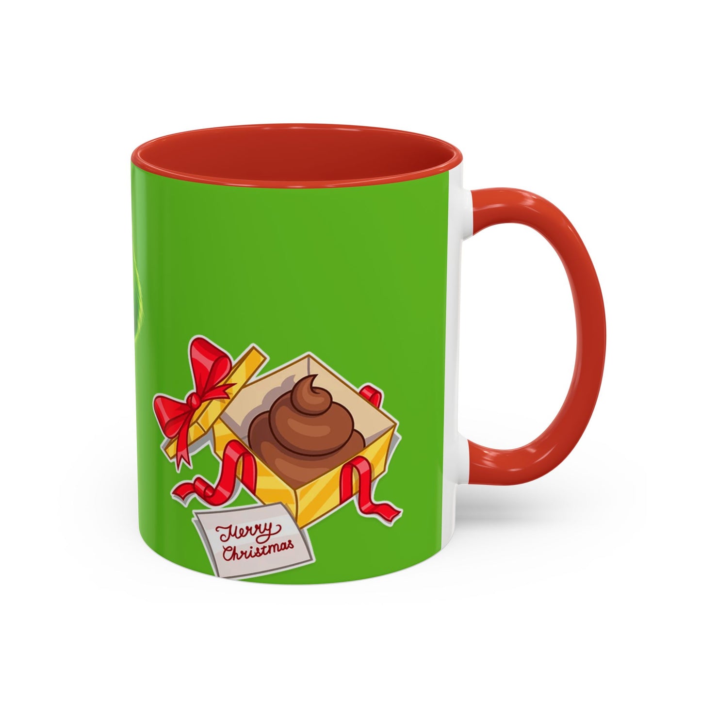 Grinch Character with Poop Present Mug | Accent Coffee Mug