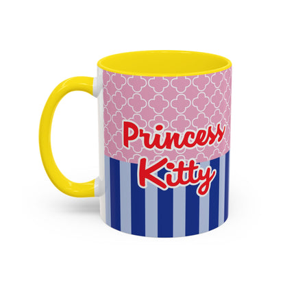 Princess Kitty Hello Kitty Accent Coffee Mug | Cute Pink & Blue 11/15oz